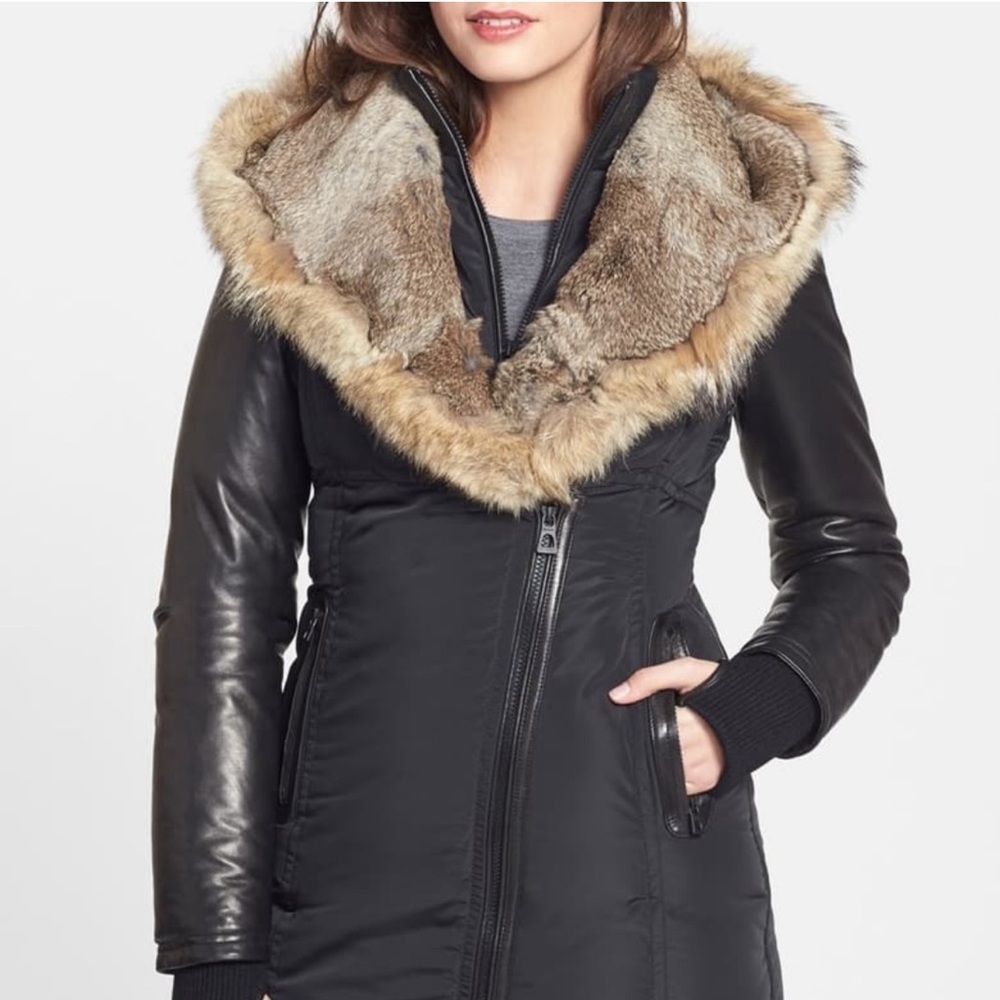 RUDSAK Grace LEATHER SLEEVE DOWN COAT